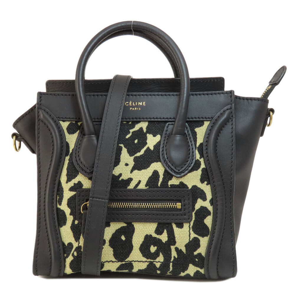 Celine Luggage Leopard Handbag Canvas Calfskin - Picture 11 of 11